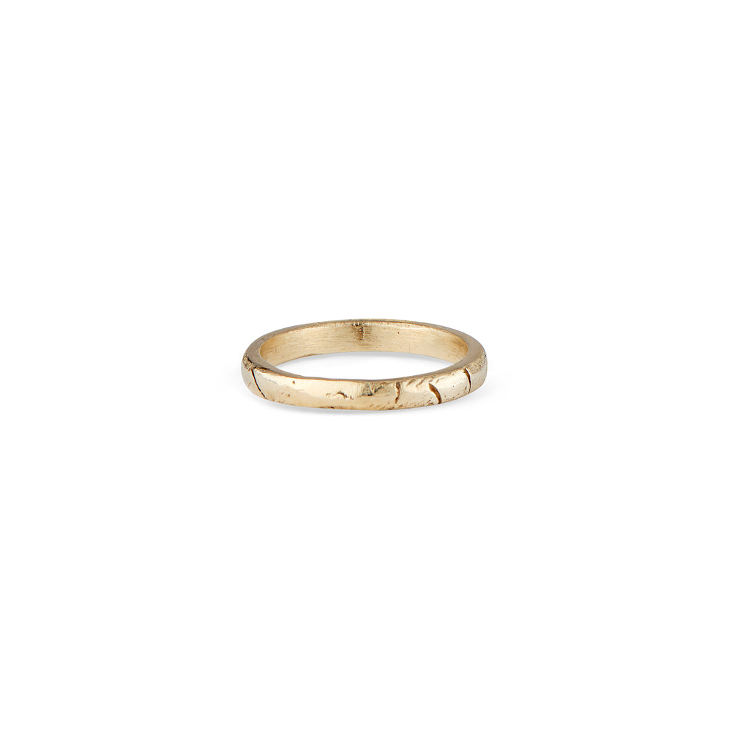 This is a super comfortable, stackable, 14k gold ring with the signature Natalie McMillan geometric texture around the band! It is handcrafted and made to order, making each one unique and one of a kind! It is perfect for every day wear and mixing and matching with other rings.