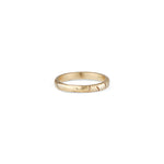 Load image into Gallery viewer, This is a super comfortable, stackable, 14k gold ring with the signature Natalie McMillan geometric texture around the band! It is handcrafted and made to order, making each one unique and one of a kind! It is perfect for every day wear and mixing and matching with other rings.
