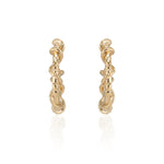 Load image into Gallery viewer, Edgy and fun, these mid sized Spike Hoops feature Natalie McMillan&#39;s signature etchings with a literal twist. They are made of solid 14k Gold, so you can wear them every day for a lifetime! 
